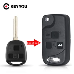 KEYYOU MODIFIED FLIP FOLDING 3 BUTTON REMOTE KEY SHELL FOB CASE FOR TOYOTA FJ/LAND CRUISE CAMRY TOY43