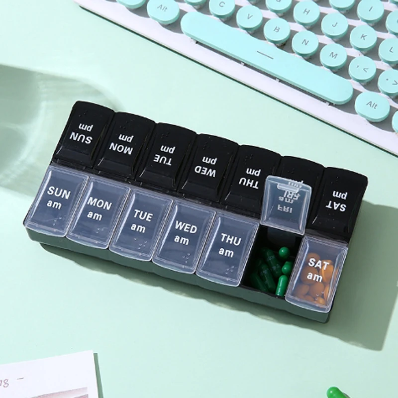 7 Days a Week Pill Organizer Morning and Night Pill Holder Storage Box Splitter Travel Medicine Organizer Portable Medicine and