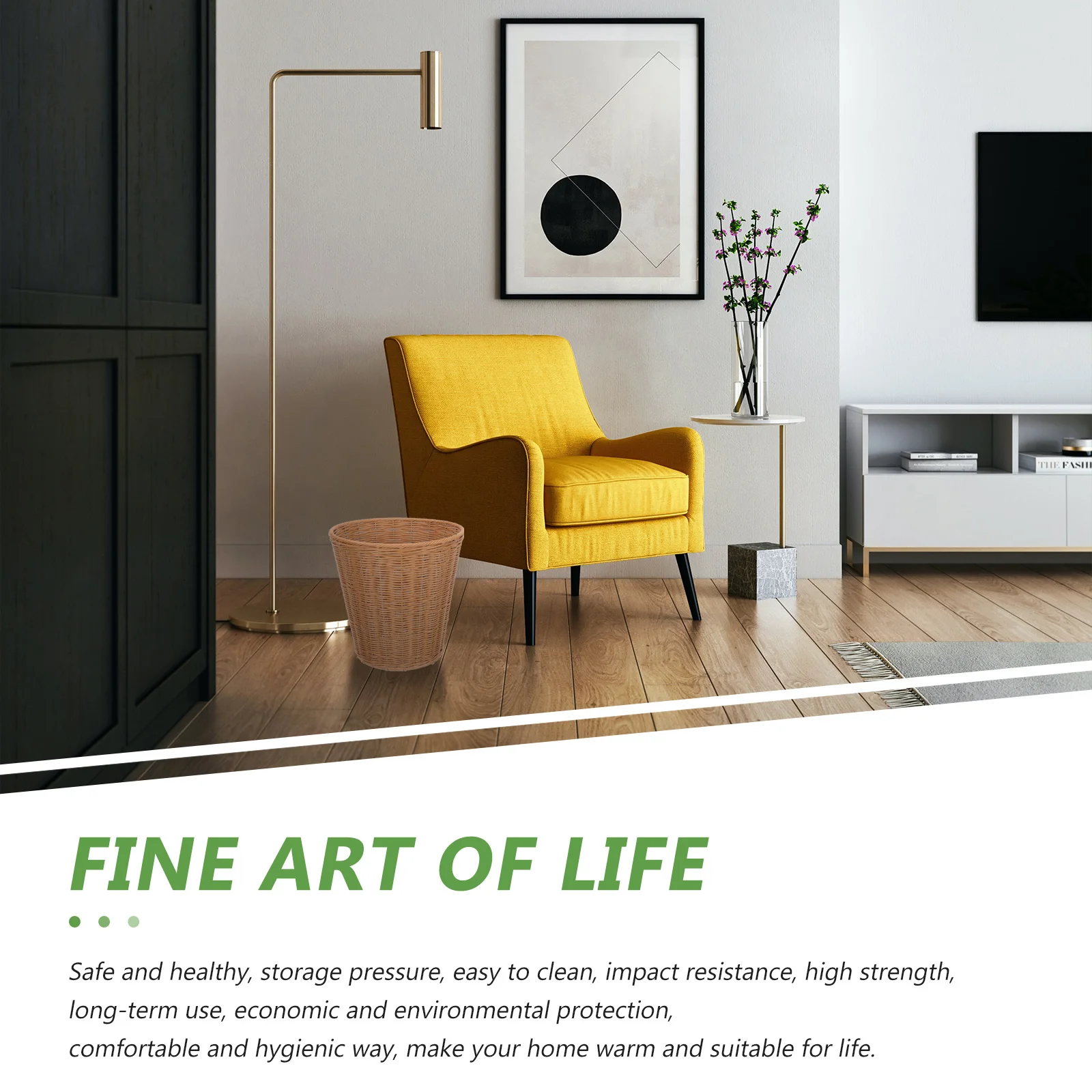 

Woven Rattan Basket Multi Purpose Storage Bin for Living Room Bedroom Kitchen Laundry Organization Rustic Style Home Decoration