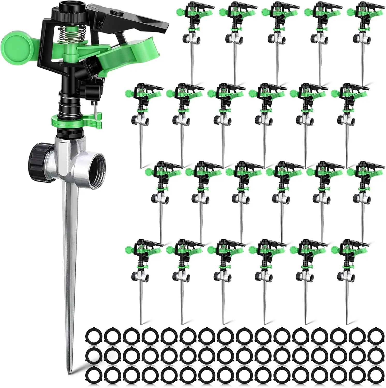 

Sprinklers for Yard Garden Sprinkler 360 Degree Automatic Rotating Lawn Sprinkler with Water Stop Ring Adjustable Rotating Pulsa