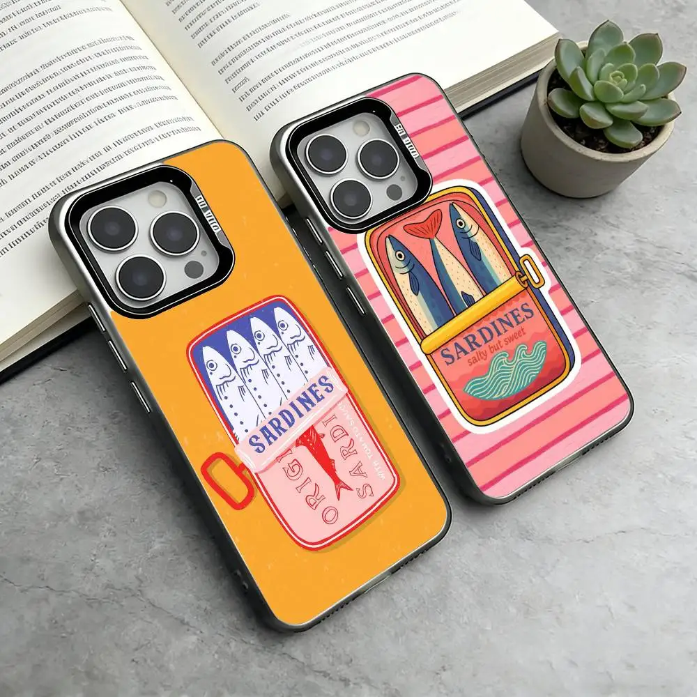 

S-Sardine Phone Case For iPhone 17,16,15,14,13,12,11 Plus,Pro Max,XS,Colorful Silver Phone case Funda Cover