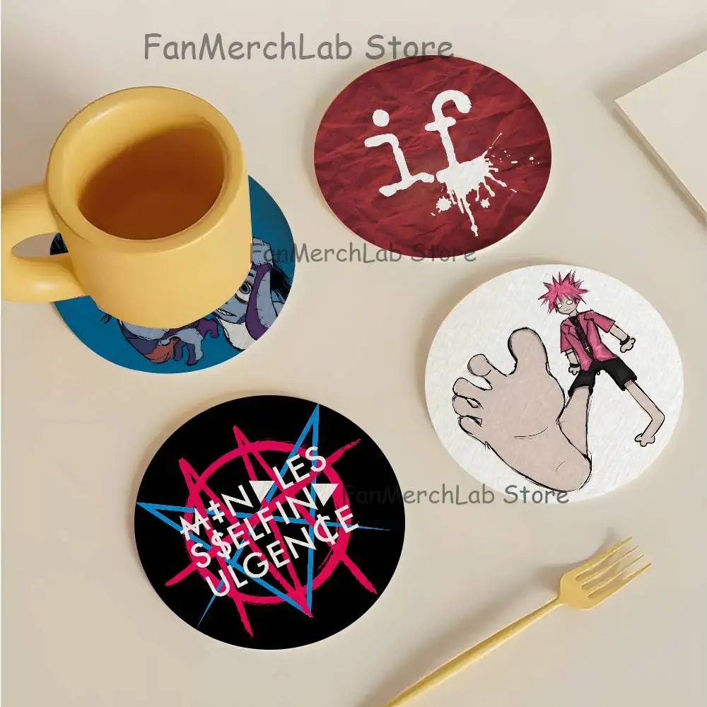 M-Mindless Band Self I-Indulgence Wood Coaster Set - Heat Resistant For Tea & Coffee, Home Cafe Decor Holiday Gift