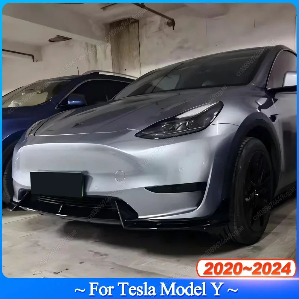 Per Tesla Modello Y 2020-2024 Berlina Auto Paraurti Anteriore Labbro Anteriore Pala anteriore kit Corpo Spoiler Splitter kit ABS Gloss Nero Tuning