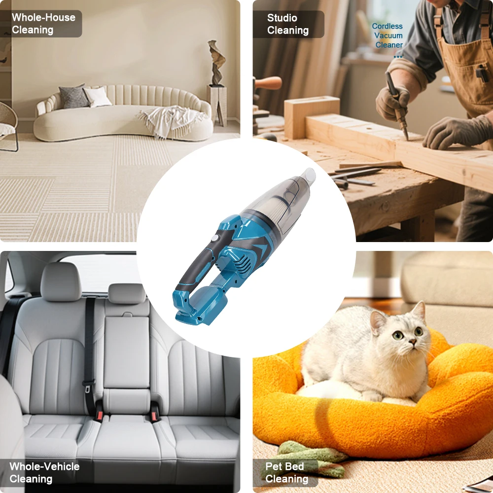 Cordless Vacuum Cleaner Portable Handheld Vacuum Cleaner Multi-function Household Durable Lithium-Ion Cleaning Tool for Makita