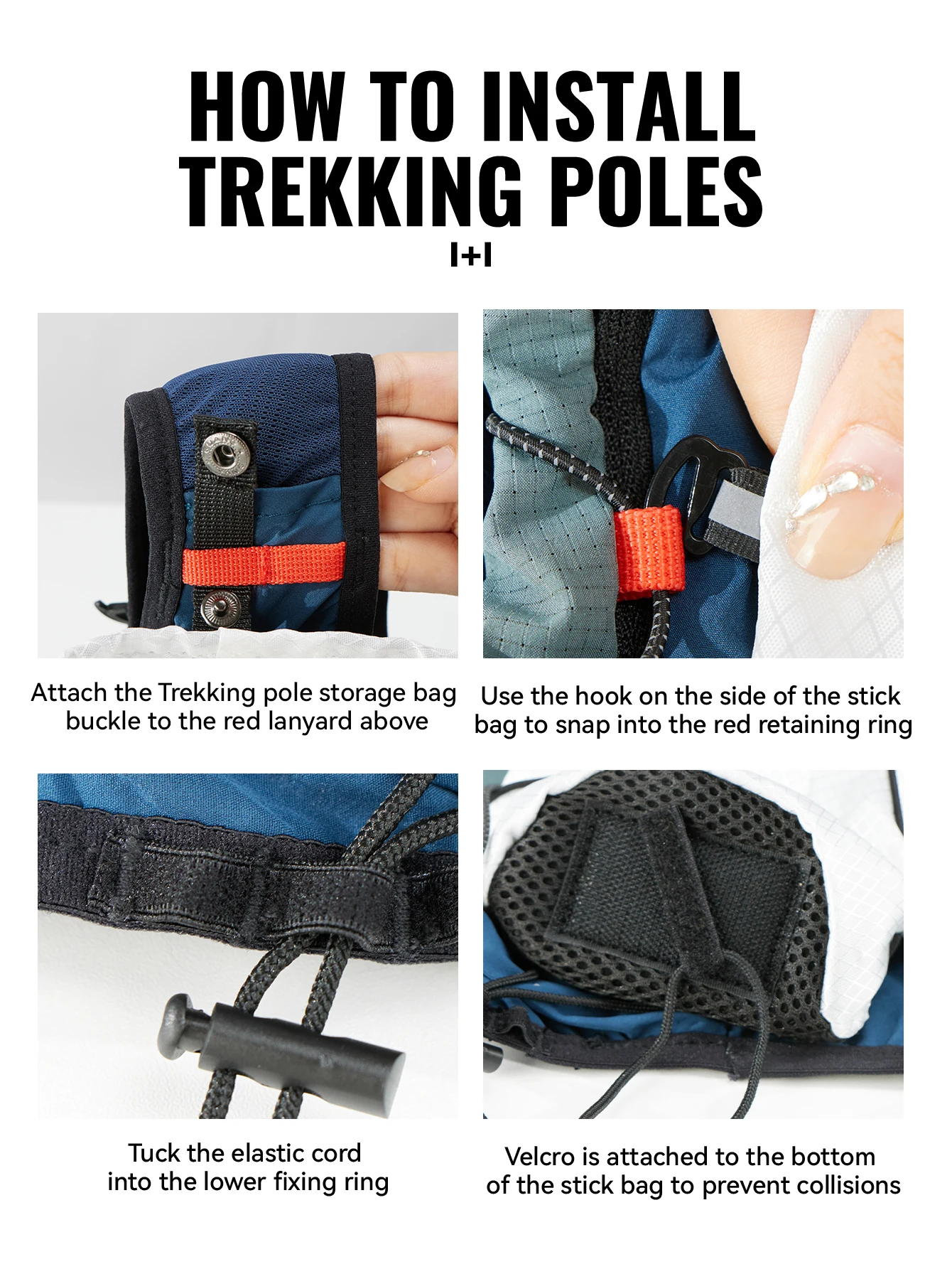 WRELS Leichte Externe Wanderstock-Aufbewahrungstasche Trekking-Wanderstöcke Tragbare Tragetasche Geeignet für Westen-Rucksäcke Gehstocktasche – Detail 13