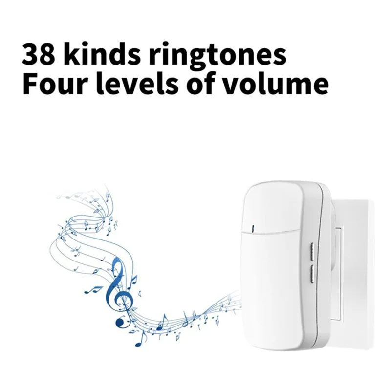 ABGN Bel Pintu Nirkabel Tidak Memerlukan Baterai Tahan Air Bel Pintu Bertenaga Mandiri Rumah Luar Ruangan Cincin Kinetik Lonceng Bel Pintu-Steker UE