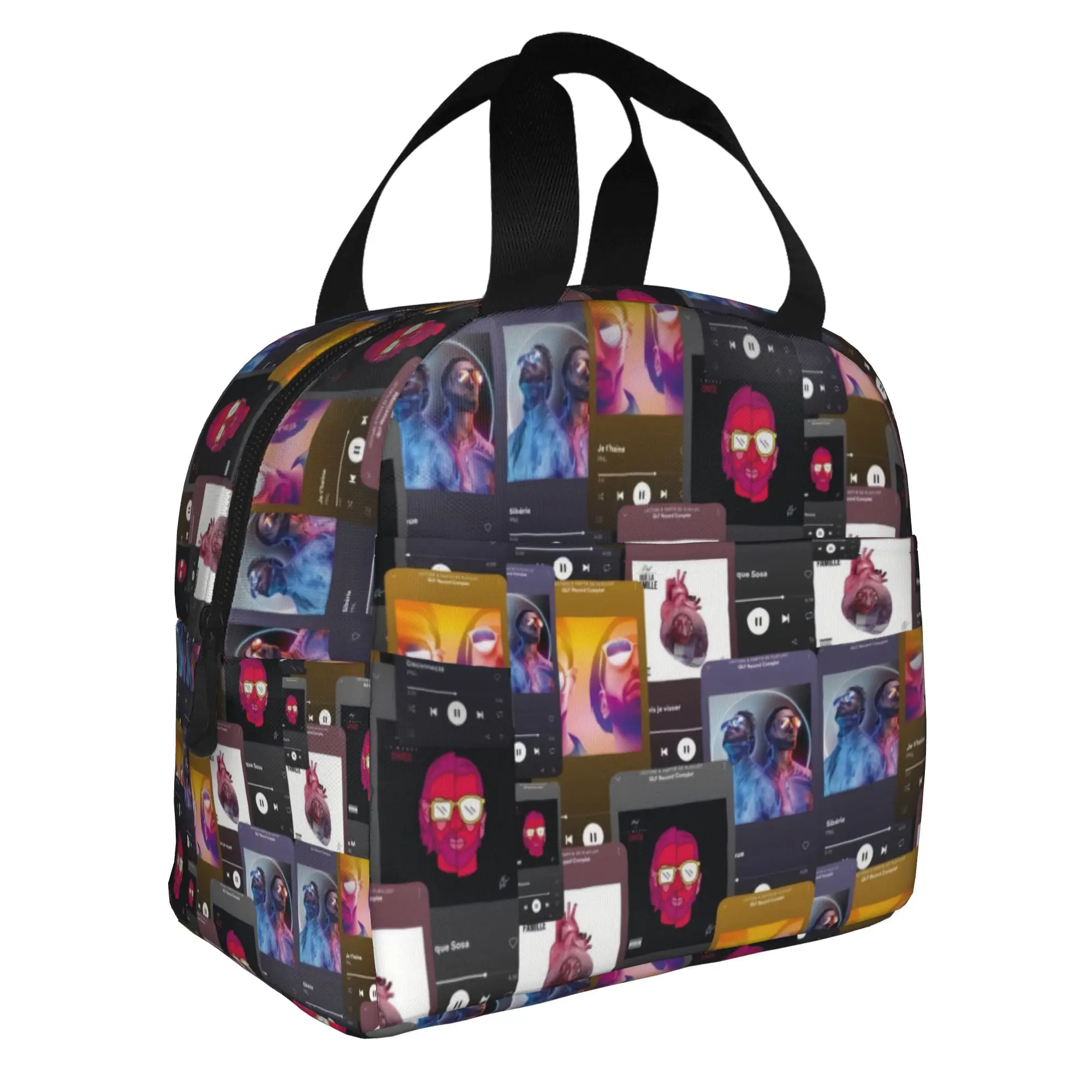 French Rapper PNL QLF Photo Collage Insulated Lunch Bag for Waterproof Le Monde Chico Cooler Thermal Lunch Box Office Work