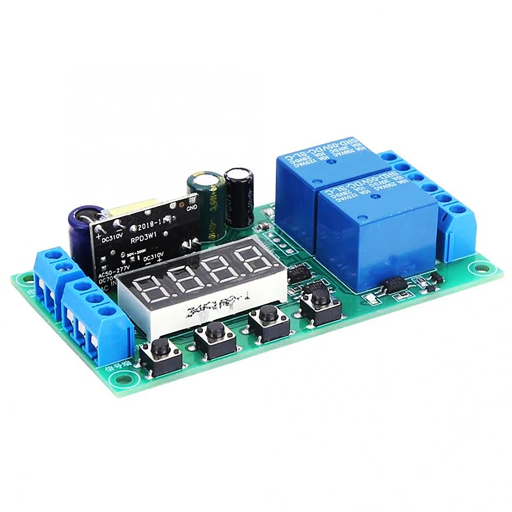 YF-7 Upgrade AC 220V Dual Channel Delay Relay Module Control Switch 12V 24V Multifunctional Pulse Trigger Cycle Timer 0.01s-999m