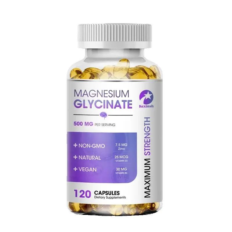 Kexinsh suplemento de glicina-magnesio 500mg con Zinc, vitamina D3 B6 promueve el sueño Natural, reduce el estrés y la ansiedad sin GMO