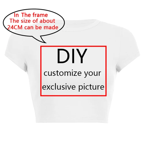 Imagen 2 del producto 2025 nuevo verano de manga corta cuello redondo su exclusivo patrón de impresión DIY personalizar recortado ombligo mujeres Crop Tops camiseta de moda