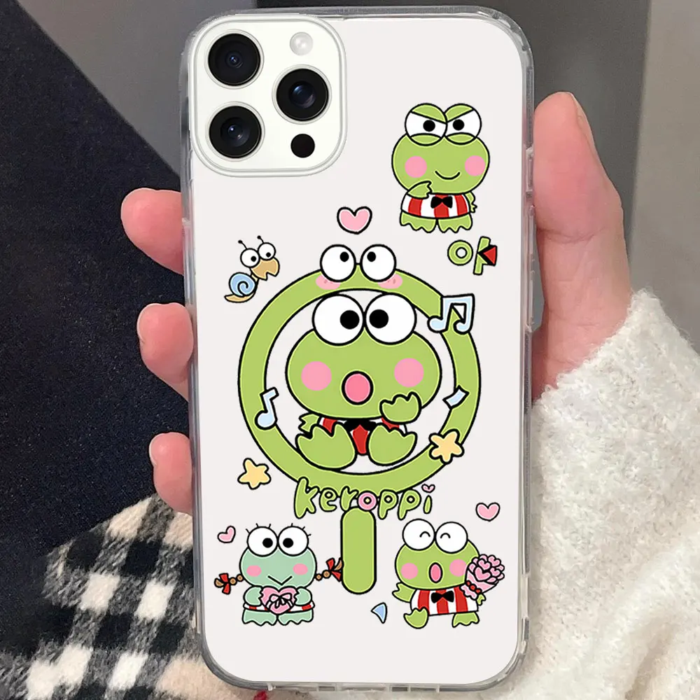 MINISO Sanrio H-Hello K-Kitty Kero Keroppi Phone Case for iPhone 12 11 13 14 15 16 Max Pro Plus Magsafe Magnetic Wireless Cover