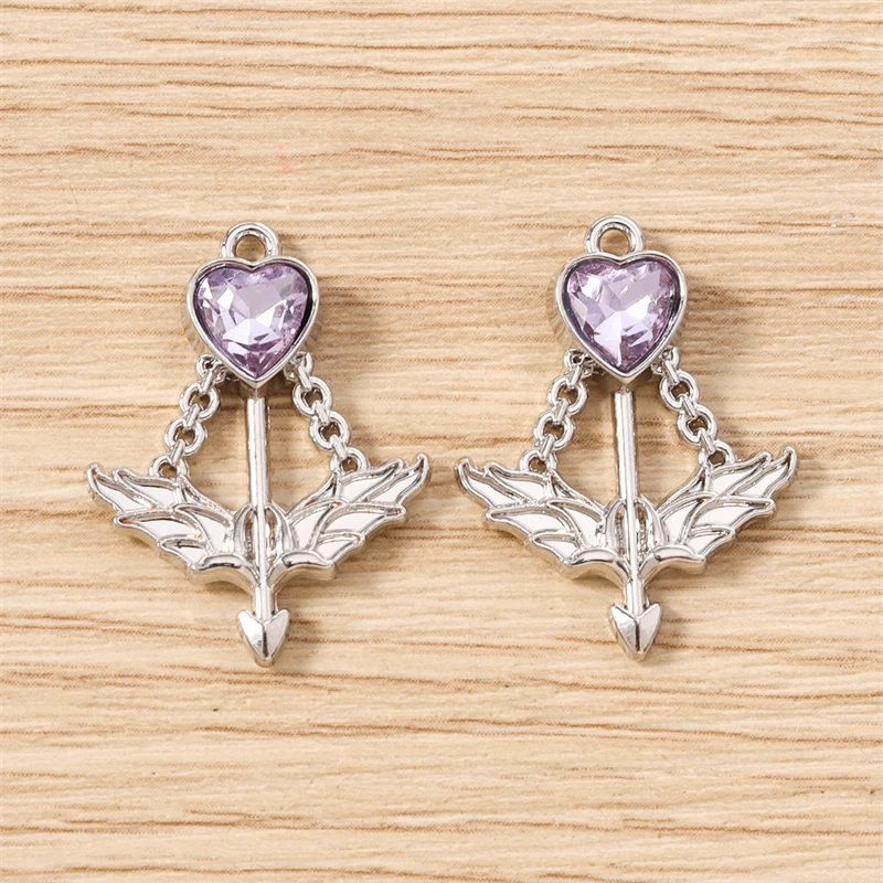5 Stück 19x16mm Niedliche Kristall-Metall-Pfeil-Anhänger für Schmuckherstellung, Ohrhänger, Halsketten, Armbänder, DIY-Bastelbedarf – Detail 18