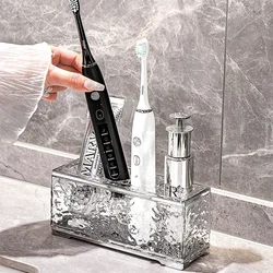 1PCS Bathroom Non Perforated Toothpaste Storage Rack Glacier Pattern Toothbrush Storage Rack Bathroom Electric Toothbrush Rack