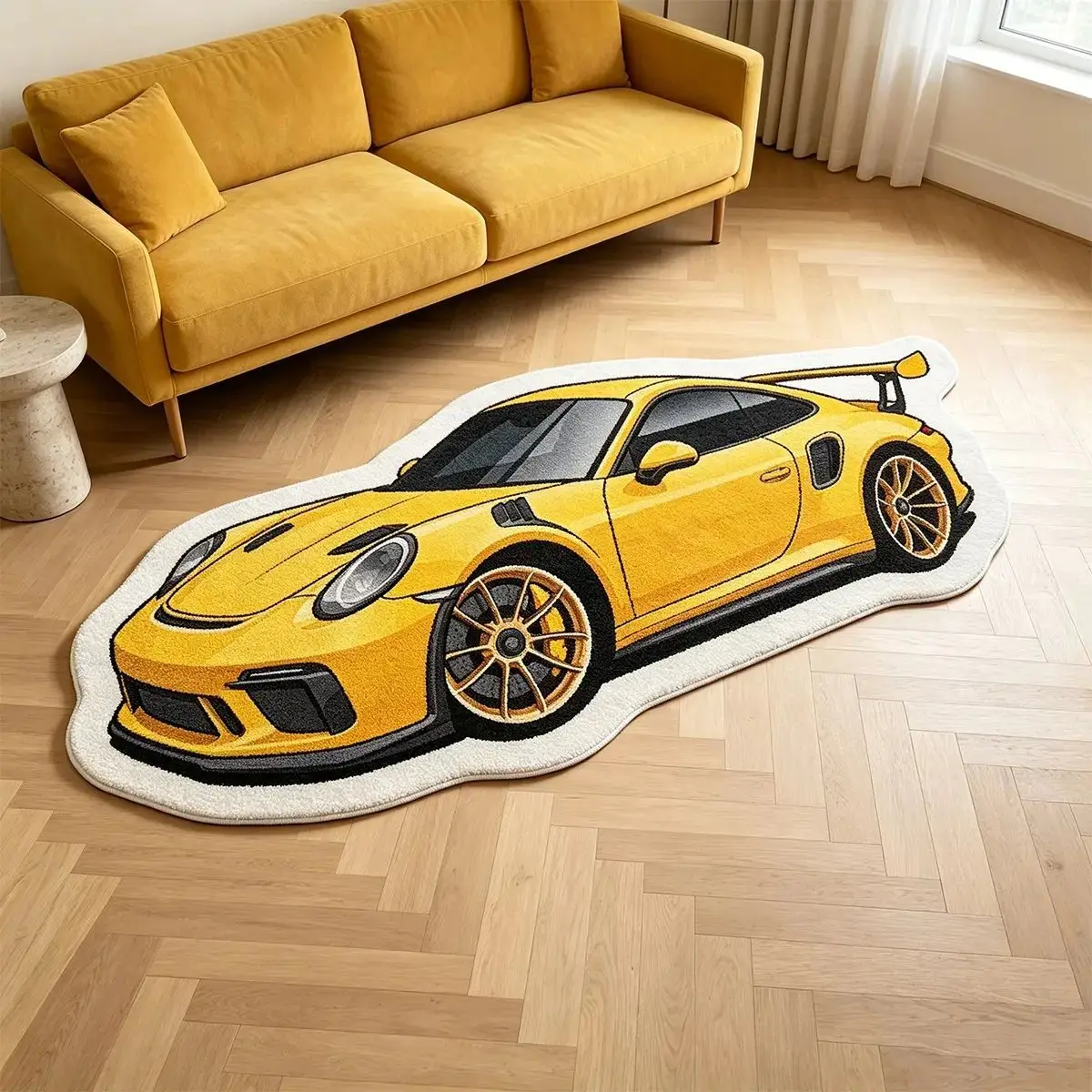 VIKAMA Sports Car Shaped Plush Rug Non Slip Washable Racing Carpet for Boy Bedroom Gaming Room Kids Nursery Home Decor