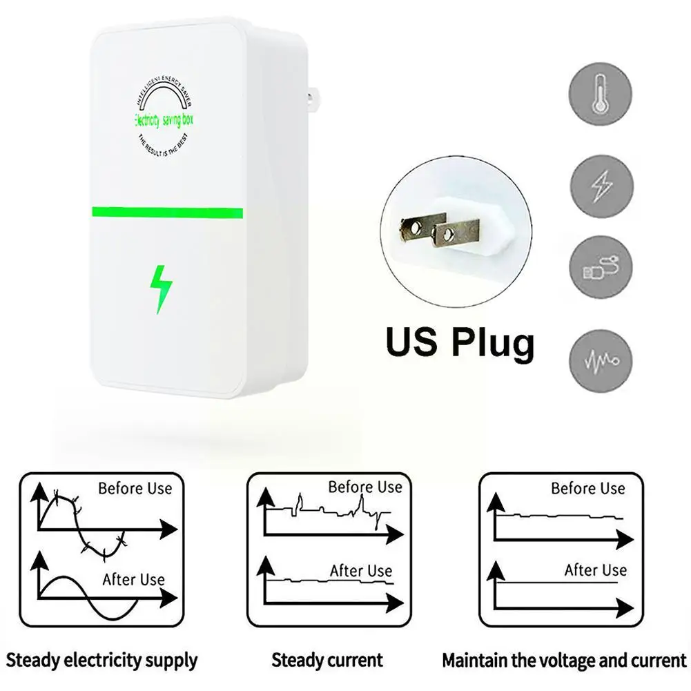 Power Energy Electricity Saving Box Socket Power Factor Device 90V-250V Electric US/EU/UK/AU Household Saver Adapter Saver S1K8