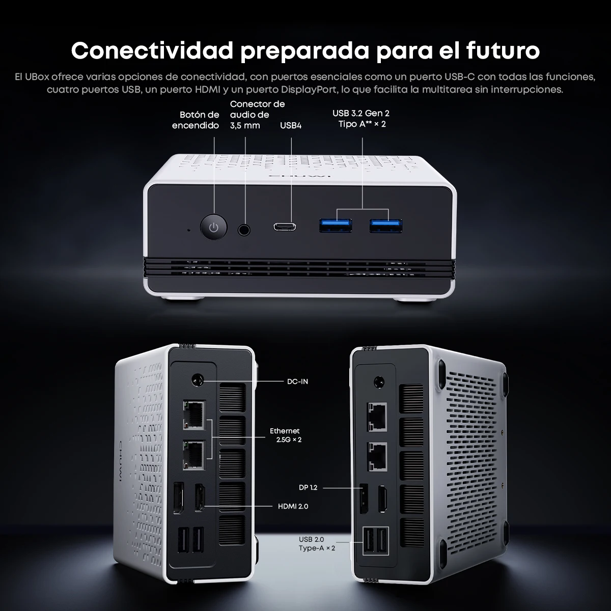 CHUWI UBox كمبيوتر صغير AMD R5-6600H 6 النوى 12 موضوع DDR5 16GB 512GB SSD 4.5 جيجا هرتز ماكس تردد واي فاي 6 & 2.5G LAN كمبيوتر مكتبي #2