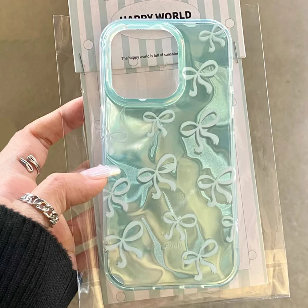 الأخضر Bowknot الحب القلب الفتيات النساء جراب هاتف آيفون 17 الهواء 16 16e 15 14 13 12 برو ماكس 7 8 زائد X XS XR SE 2022 2020 غطاء #1