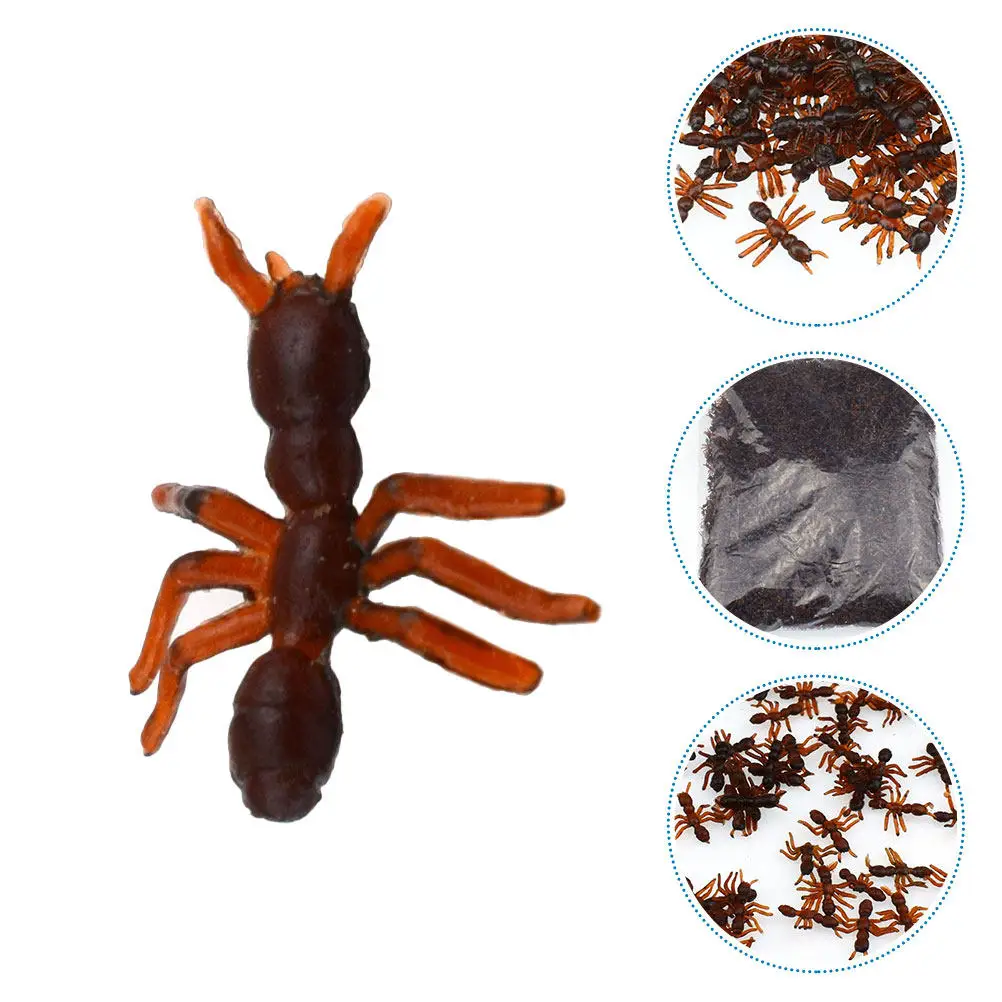 

50Pcs Plastic Ants Decor Pieces Realistic Halloween Indoor Outdoor Simulation Ants for Party Festival Garden Home Decoration