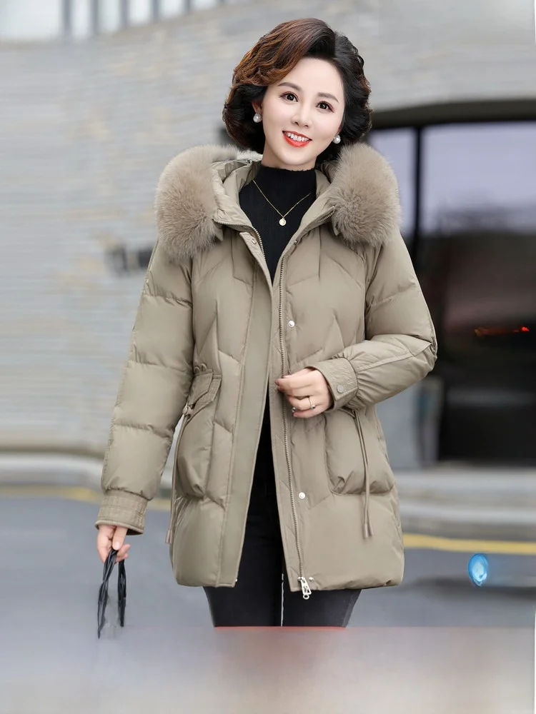 

Faionable ort Hooded down Jaet Women's Spring 2026 SNOW FLNG l Sle Polyester Fiber Du down Soft Gentle