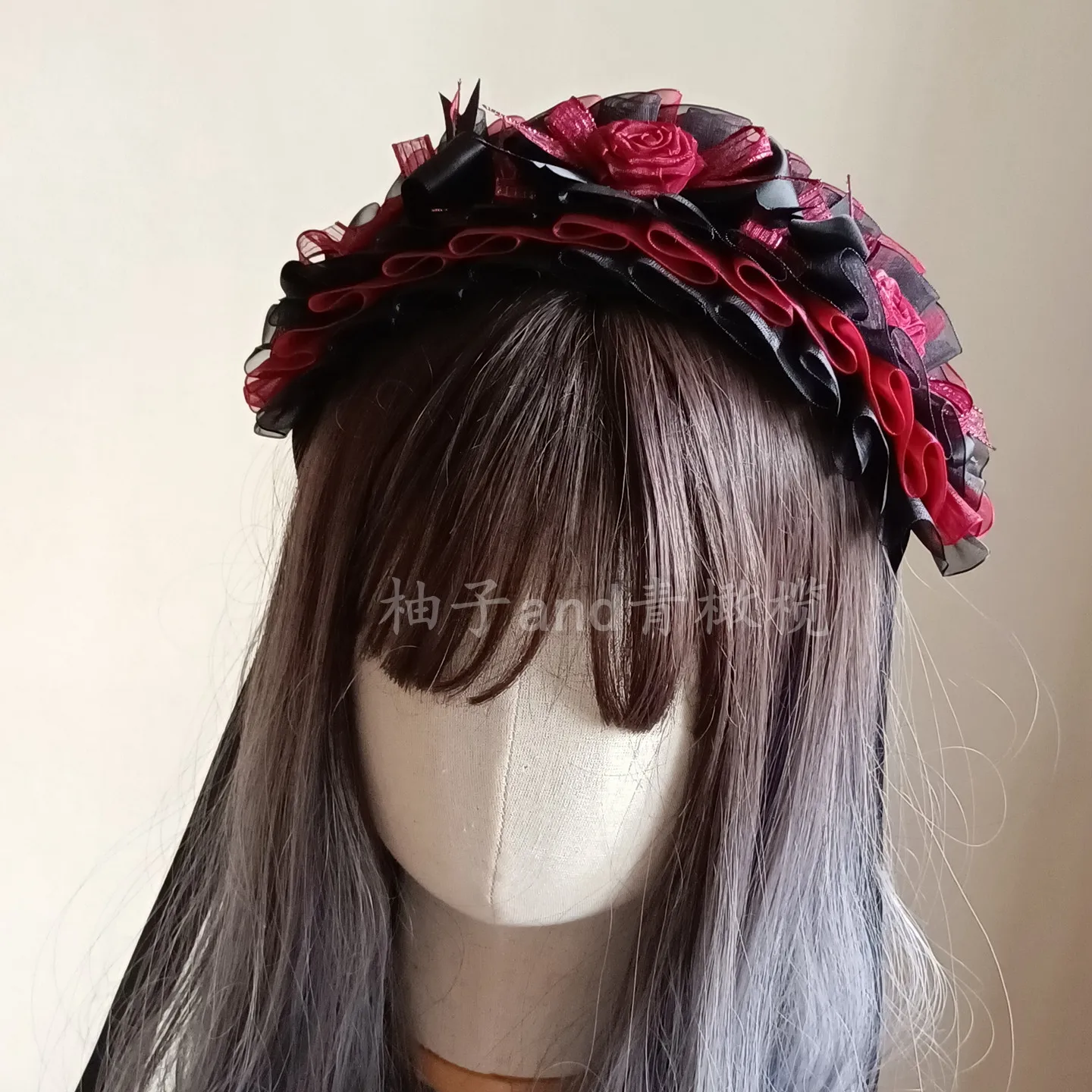 Black and Red Headband Rose Rose Hair Accessories Lolita Headgear Goth Dark Lolita Small Things Flower Wedding Accessories 2