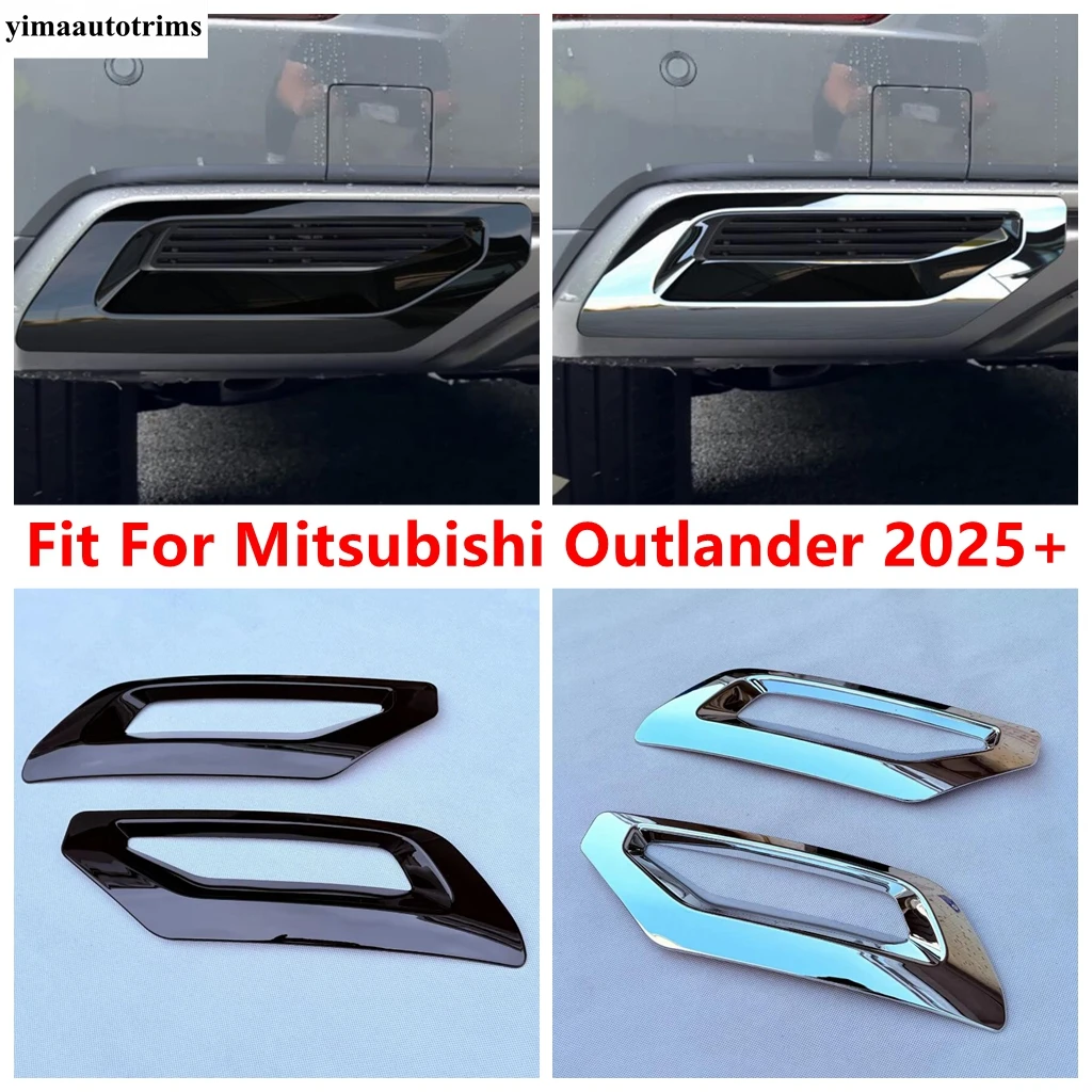 

For Mitsubishi Outlander 2025 2026 ABS Chrome Black Rear Bumper Fender Foglight Back Air Vent Cover Trim Protector Accessories