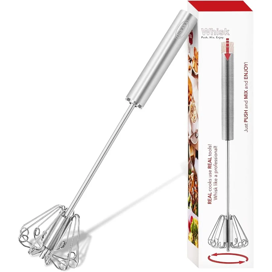 Handmixer, Schneebesen, halbautomatischer Schneebesen aus Edelstahl zum Spinnen von Eiern, Schlagsahne, einfache Schneebesen zum Kochen und Rühren