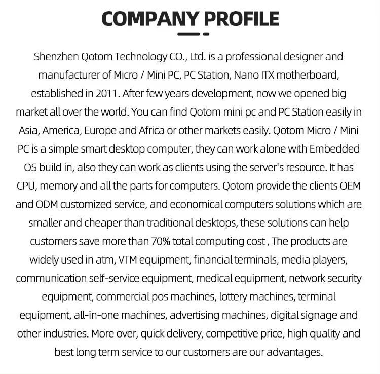 QOTOM Mini PC Q30600PV Intel i7 7500U i5 7200U i3 7100U 3865U Dual LAN 2 COM VGA Industrial Computer Win10 Linux