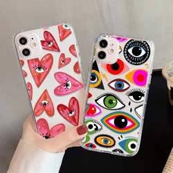 Etui na telefon Lucky Eye Blue Evil Eye z nadrukiem dla iPhone 15 14 12 13 11 Pro Max XR X XS MAX SE 7 8 Plus etui przezroczyste, odporne na wstrząsy Fundas