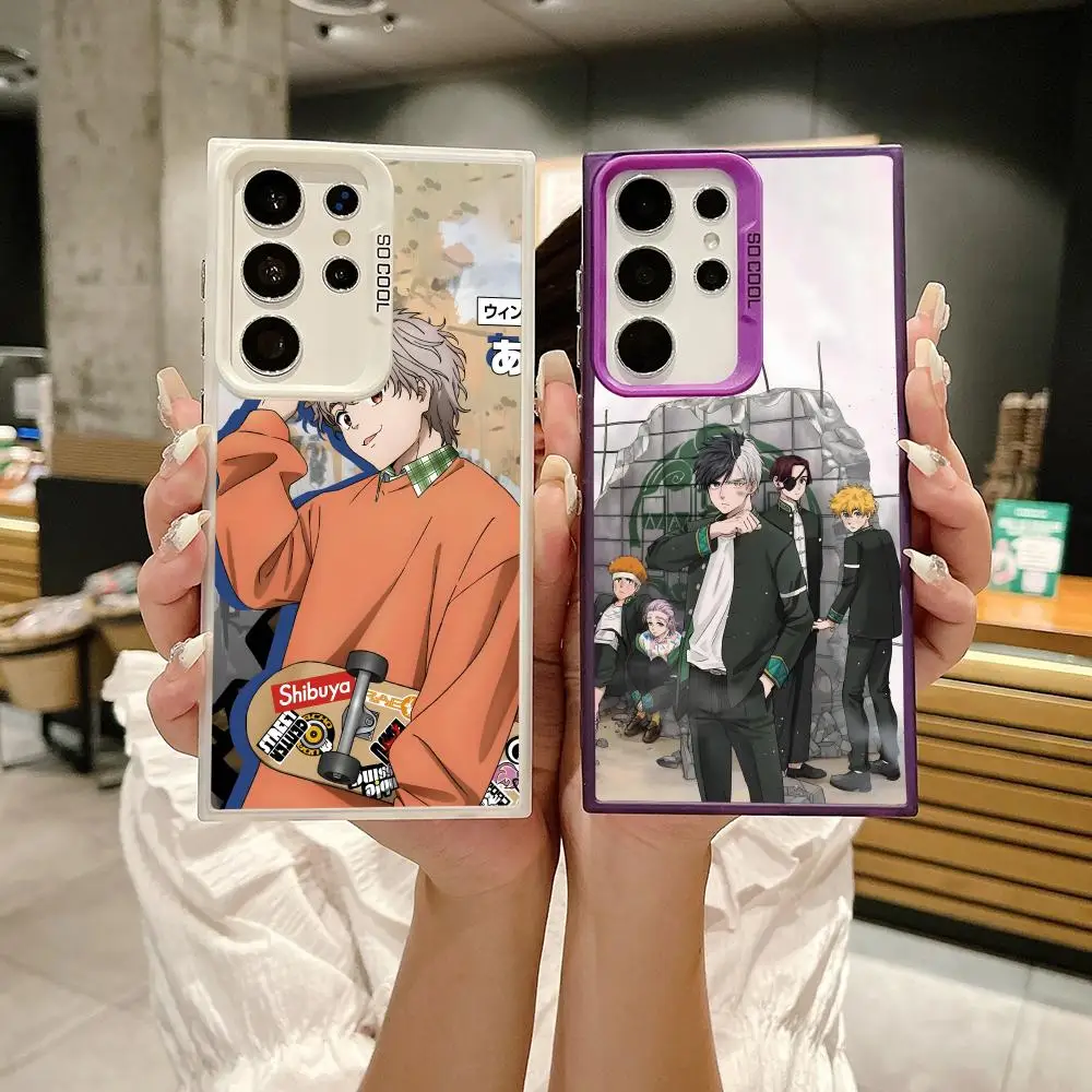 Coque de téléphone Anime w-wind b-breaker, étui en Silicone coloré argenté pour Samsung Galaxy S25 Edge S24 S23 S22 S21 S20 Ultra Funda