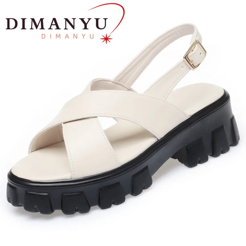 

DIMANYU Women Sandals Large Size 41 42 43 Summer New Genuine Leather Ladies Roman Sandals Platform Fashion Sandals Women