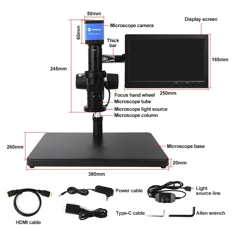 

SUNSHINE MS8E-02 PRO 4800W Electronic Digital Microscope For Motherboard PCB ic Soldering 1080P HDMI USB Industrial Camera Lens