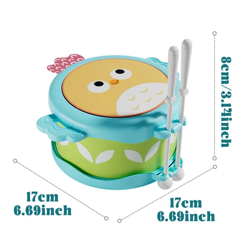 Owl Double Sided Drum - Education Musical Instrument, Cultivating Motor Skills, Hand Eye Coordination and Brain Potential