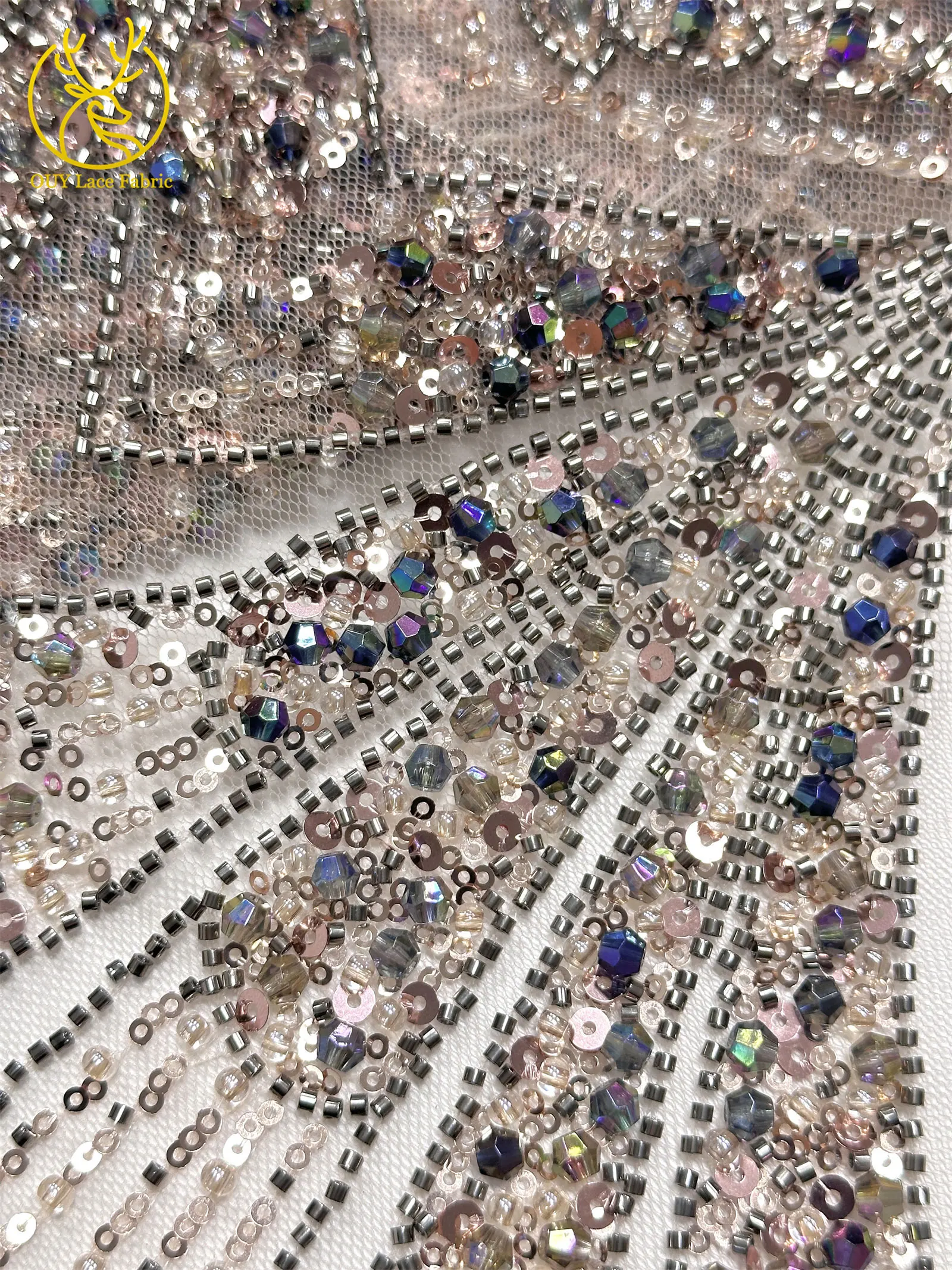 2026 Neuer Afrikanischer Schwer Perlenverzierter Spitzenstoff Hochwertiger Französischer Tüll Pailletten-Spitzenstoff Premium Maßgefertigtes Damen-Abendkleid – Detail 19