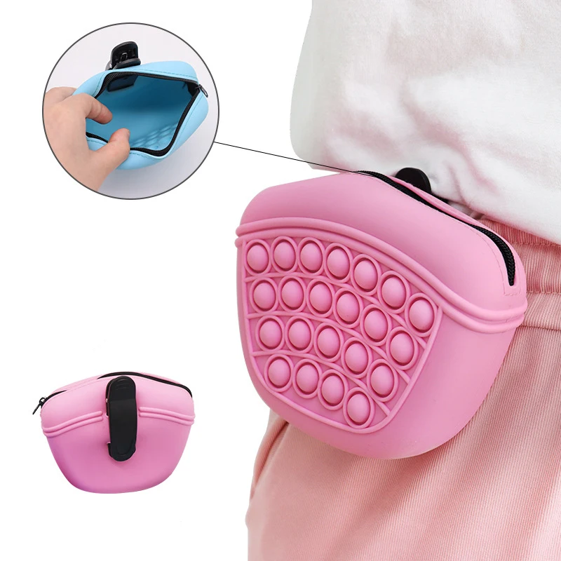 Outdoor Portable Storage Snack Bag Pet Training Silicone Bag Can Store Dog Food Training Dog Feeding Waist Pack Dog Snack Bag