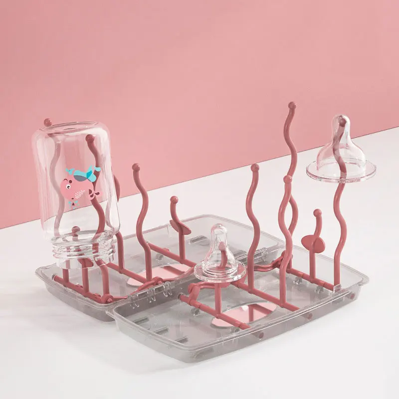

Baby Dustproof with Lid Bottle Holder Drying Rack Multifunctional Folding Drain Rack Nipple Filter Rack Storage Box Travel Style