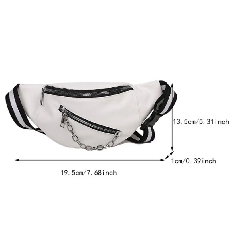 Women Shoulder Bag Street Solid Chest Bag Striped Strap Chain Zipper Waist Bags New In Bag For Women Сумка Женская Сумка Женская