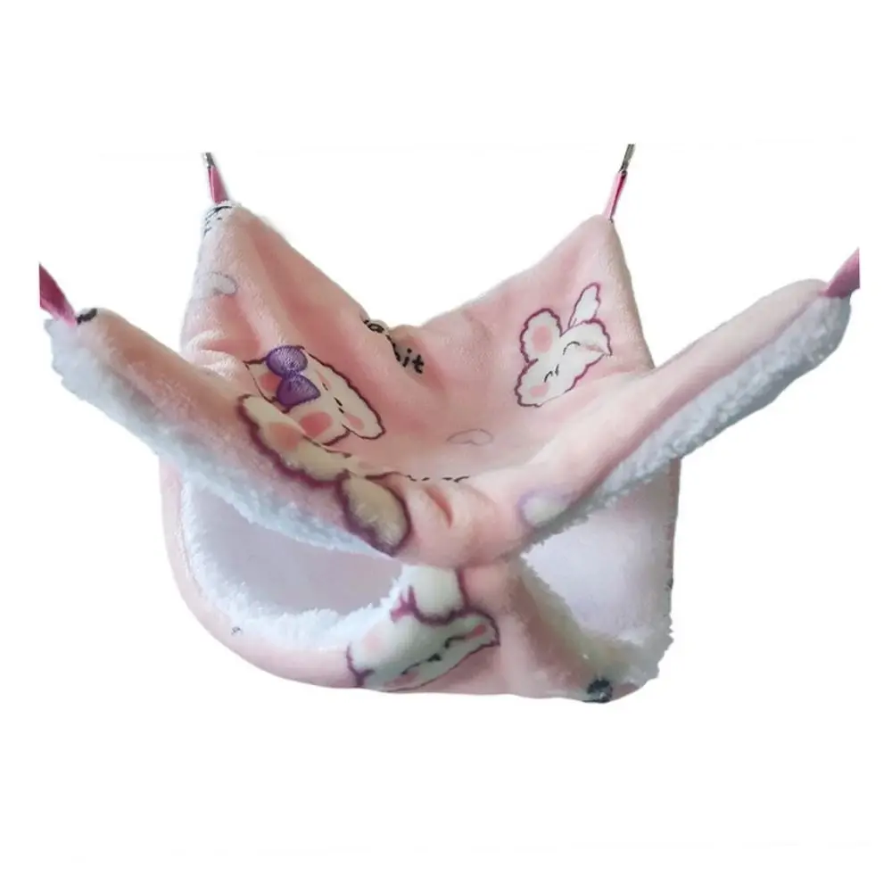 

Flannel Hamster Double-layer Hammock Comfortable Catoon Pattern Winter Hamster Hammock Squirrel Cage Nest Soft