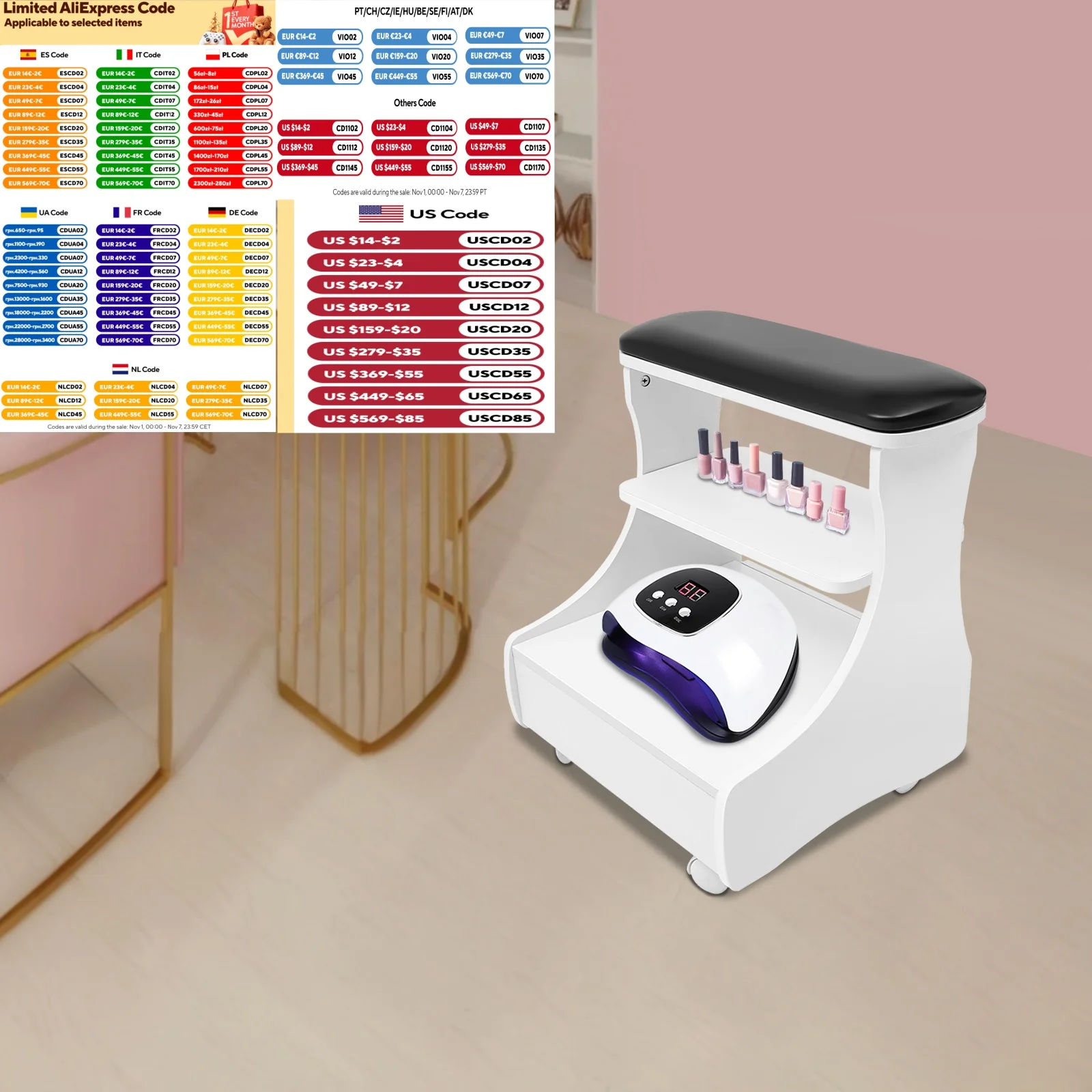 Stołek do kąpieli stóp Podnóżek do pedicure i manicure Wózek meblowy do kąpieli stóp z kółkami do salonów kosmetycznych