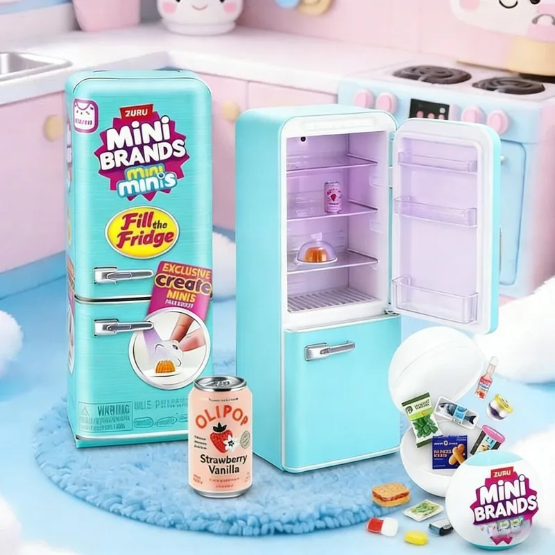 

ZURU Mini Fill The Fridge Playset Miniature Kitchen Pretend Play Toy Surprise Food Balls Mystery Capsule Blind Box for Kids Gift