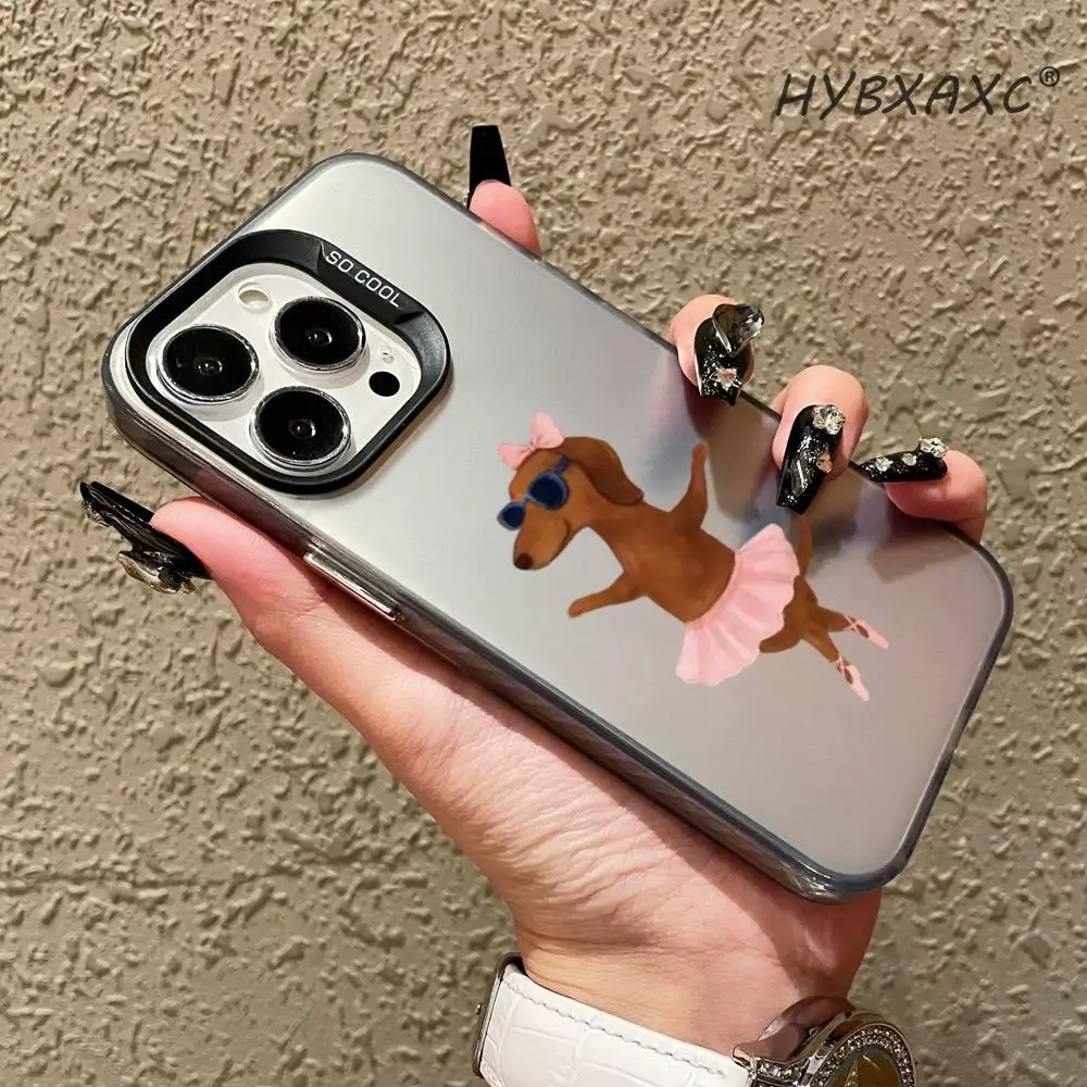 Funny Dancing Dachshund Sausage Dog Pattern Phone Case FOR IPhone17 16 15 Pro MAX 14 13 12 11 15Pro Plus Shell Silver Shell IMD