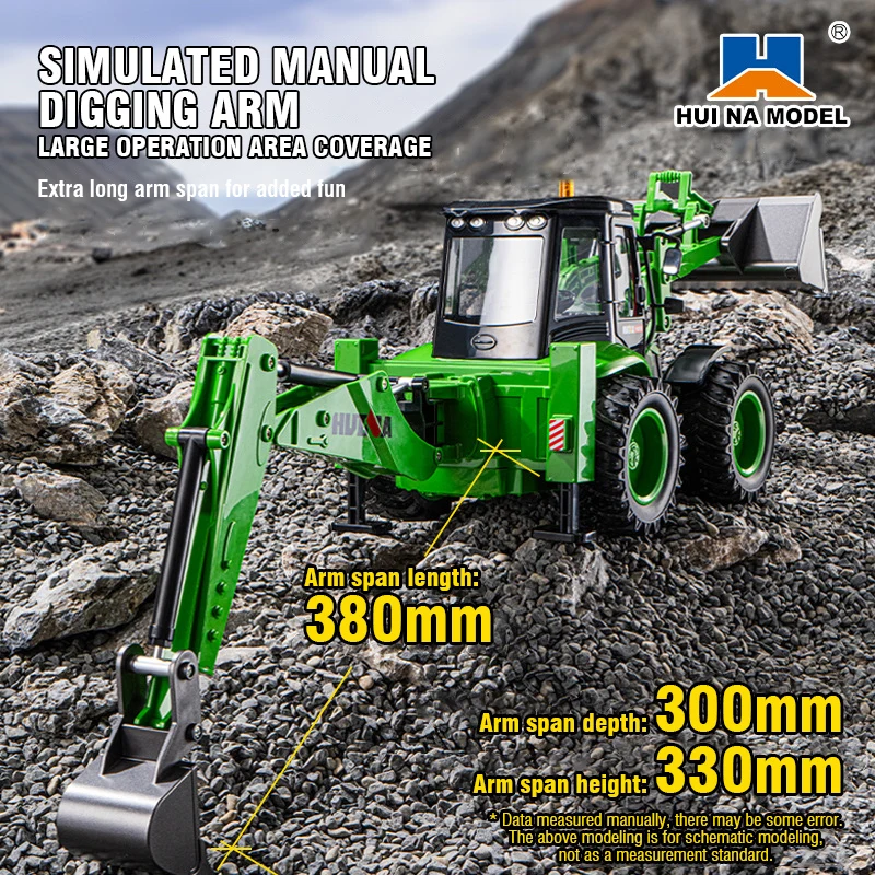 Huina 1:24 RC Cars เก้าช่องรีโมทคอนโทรล Excavator Loader 2-Way รถเสียงแสงจําลองวิศวกรรมรถของเล่นเด็ก