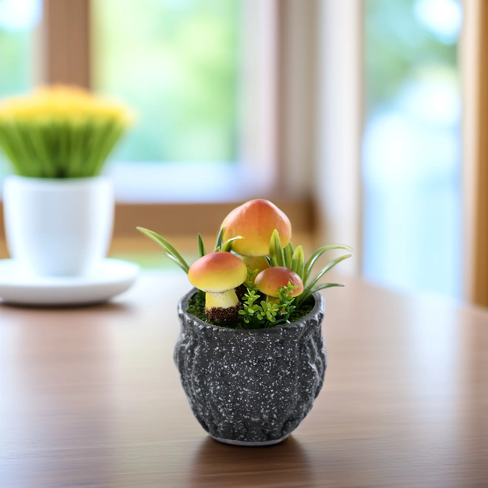 

4pcs Mini Foam Artificial Mushroom Potted Plants Decorative Durable Vivid Realistic Office Home Easy Care Clean