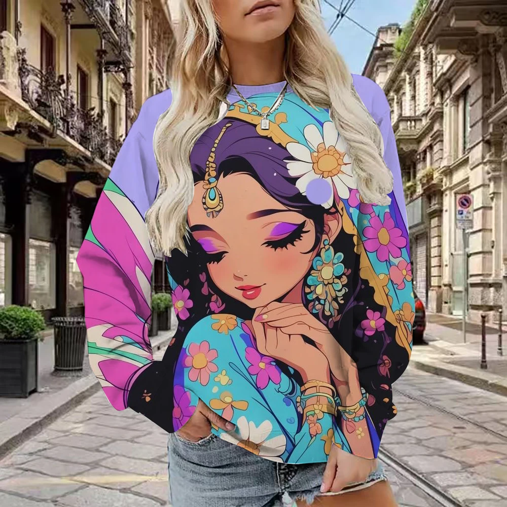 بلوفر ديزني برينسيس فينتاج ريترو كريسماس مضحك هزاز، هوديي حراري عصري للعطلات والشتاء #5