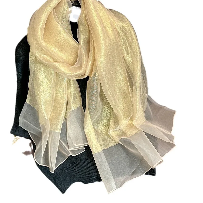 2024 Silk wool Scarf for Women solid Scarves Shawls Wraps Pashmina Hijab Foulard Femme Beach Stoles Bandana Luxury Brand Poncho