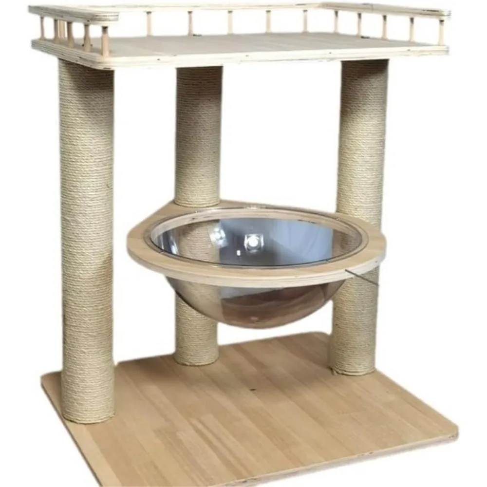 

Cat Easy to Clean Solid Wood Climbing Frame with Space Capsule Shelf Super Nest Climbing Column Integrated Large