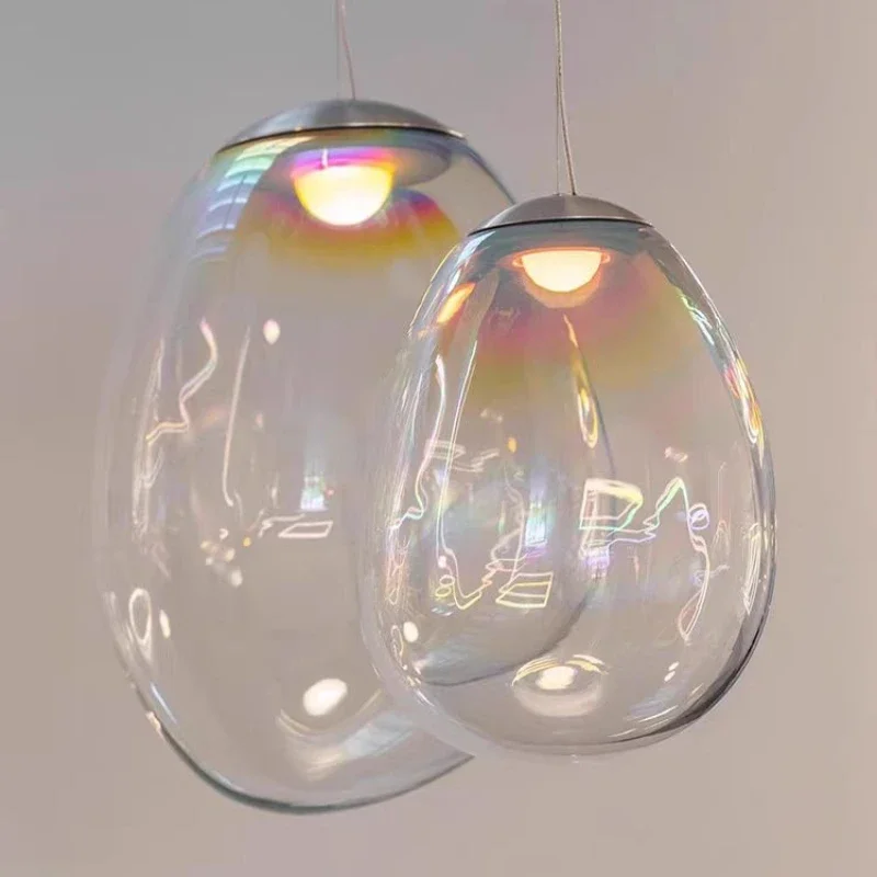

Nordic Rainbow Glass Ball Led Pendant Lamp for Clothing Store Counter Villa Duplex Living Room Dining Room Staircase Fixture