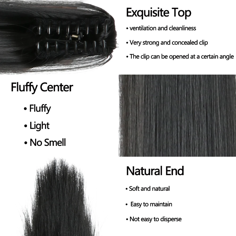 AZQUEEN-extensiones de cabello sintético de 24 pulgadas, coleta larga y recta con Clip, color negro, marrón, Rubio, fibra resistente al calor