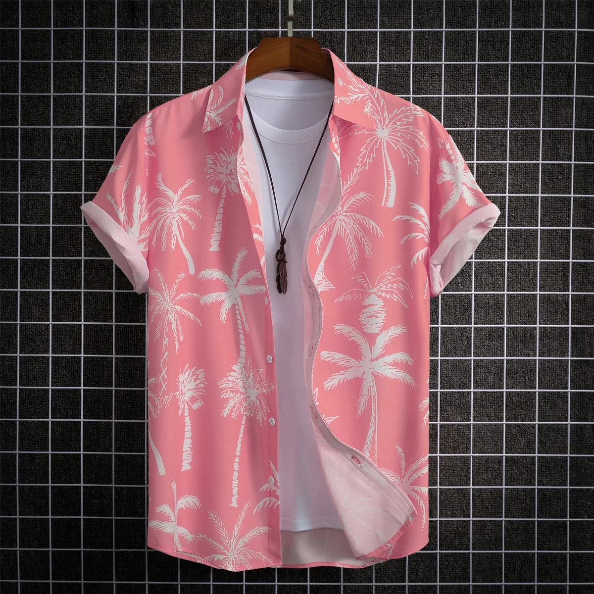 2025 Hawaiian Shirt Men Fashion Flower Geometric Printed Blouse Single-breasted Beach Short SleeveTops Men's Holiday Clothing