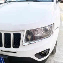 Car Accessories For Jeep Compass 2011 2012 2013 2014 2015 Chrome Front Head Light Lamp Eyebrow Cover Trim Headlight Eyelid Strip