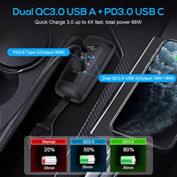 1Pc 3 Ports DC 12V-24V Fast Charger Socket USB Power Outlet Panel Dual QC3.0 18W+18W & PD3.0 30W For Car Boat RV Accessories